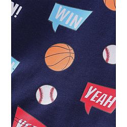 Babyhug 100% Cotton Knit Full Sleeves T-Shirt With Text Print - Navy Blue