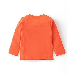 Babyhug Cotton Knit Full Sleeves Text Graphic T-Shirt - Orange