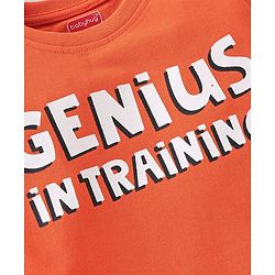Babyhug Cotton Knit Full Sleeves Text Graphic T-Shirt - Orange