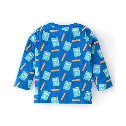 Babyhug 100% Cotton Knit Full Sleeves T-Shirt Note Book Print - Blue