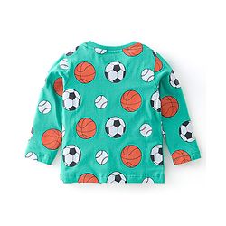 Babyhug 100% Cotton Knit Full Sleeves T-Shirt Ball Print - Green