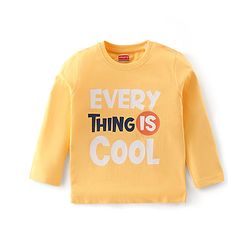Babyhug Cotton Knit Full Sleeves T-Shirt with Text Print - Yellow