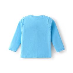 Babyhug Cotton Knit Full Sleeves Tiger & Text Graphics T-Shirt - Blue