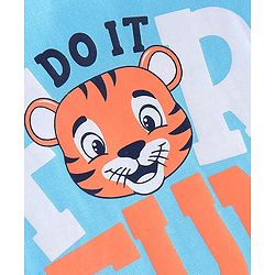 Babyhug Cotton Knit Full Sleeves Tiger & Text Graphics T-Shirt - Blue