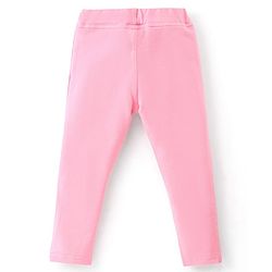 Babyhug Cotton Knit Full Sleeves Top with Floral Embroidery & Jeggings - Pink