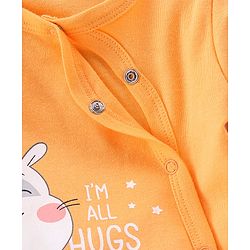 Babyhug Interlock Full Sleeves Footed Sleep Suit Kitty Print - Orange