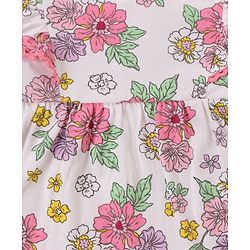 Babyhug 100% Cotton Knit Full Sleeves Top & Legging Set Floral Print - White & Pink