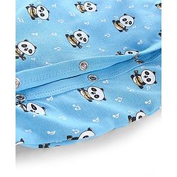 Babyhug Cotton Knit Full Sleeves Footed Sleepsuit Panda Print - Blue