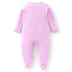 Babyhug Cotton Knit Full Sleeves Footed Sleepsuit Teddy Print - Pink