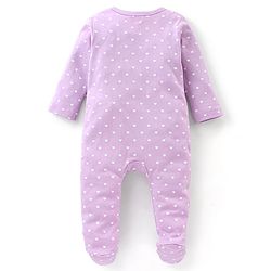 Babyhug Cotton Knit Full Sleeves Footed Sleepsuit Hearts Print - Pink