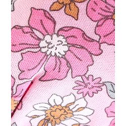 Babyhug 100% Cotton Knit Cap Mittens & Booties Set Floral Print - Pink