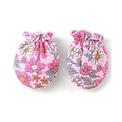 Babyhug 100% Cotton Knit Cap Mittens & Booties Set Floral Print - Pink