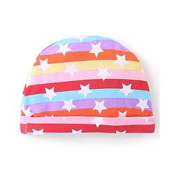 Babyhug 100% Cotton Knit Cap Mittens & Booties Set Star Print - Multicolour