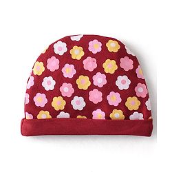 Babyhug 100% Cotton Knit Cap Mittens & Booties Set Floral Print - Red