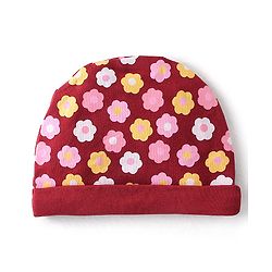 Babyhug 100% Cotton Knit Cap Mittens & Booties Set Floral Print - Red