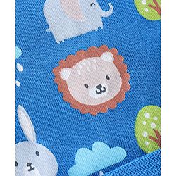 Babyhug 100% Cotton Knit Bear Print Cap Mittens & Booties - Navy Blue