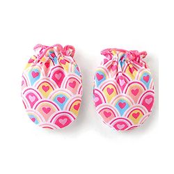 Babyhug 100% Cotton Interlock Knit Cap Mittens & Booties Set with Heart Print - Pink