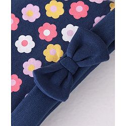 Babyhug 100% Cotton Interlock Knit Cap Floral Print - Navy Blue