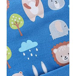 Babyhug 100% Cotton Knit Bear Print Cap - Navy Blue