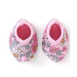 Babyhug 100% Cotton Knit Mittens & Booties Set Floral Print - Pink