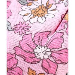 Babyhug 100% Cotton Knit Mittens & Booties Set Floral Print - Pink