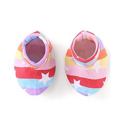Babyhug 100% Cotton Knit Mittens & Booties Set Star Print - Multicolour