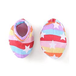 Babyhug 100% Cotton Knit Mittens & Booties Set Star Print - Multicolour