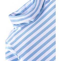 Babyhug Cotton Lycra Knit Full Sleeves Turtle Neck T-Shirt with Stripes - White & Blue