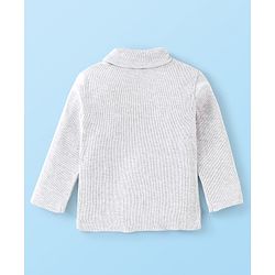 Babyhug 100% Cotton Full Sleeves Skivi Tee Solid Color - White Melange