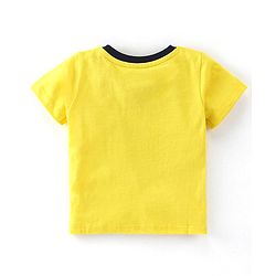 Babyhug 100% Cotton Knit Half Sleeves T-Shirt & Shorts With Teddy Print - Black & Yellow