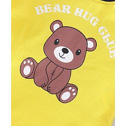 Babyhug 100% Cotton Knit Half Sleeves T-Shirt & Shorts With Teddy Print - Black & Yellow