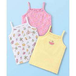 Babyhug 100% Cotton Slips Beach Theme Pack of 3 - Blue Yellow & Pink