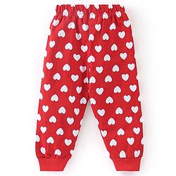 Babyhug Cotton Knit Full Sleeves Panda Printed Night Suit - Red