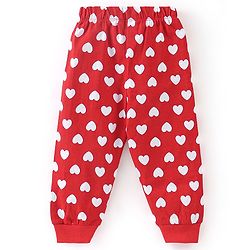 Babyhug Cotton Knit Full Sleeves Panda Printed Night Suit - Red