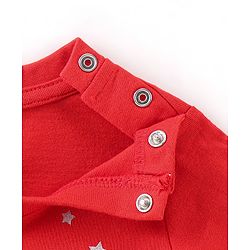 Babyhug Cotton Knit Full Sleeves Stars Printed Night Suit - Red