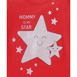 Babyhug Cotton Knit Full Sleeves Stars Printed Night Suit - Red