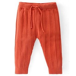 Babyhug Knit Full Length Winter Wear Lounge Pant  -Rust