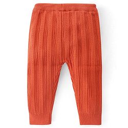Babyhug Knit Full Length Winter Wear Lounge Pant  -Rust