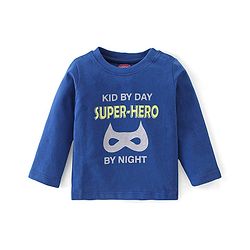 Babyhug Cotton Single Jersey Knit Full Sleeves Night Suit Mask Print - Navy Blue & White