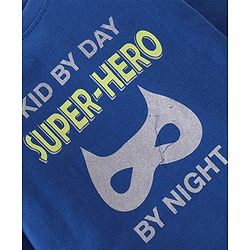 Babyhug Cotton Single Jersey Knit Full Sleeves Night Suit Mask Print - Navy Blue & White