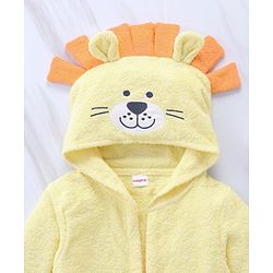 Babyhug Woven Terry Full Sleeves Hooded Bath Robe Tiger Design - Yellow