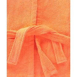 Babyhug Full Sleeves Woven Terry Crab Faced Hooded Bath Robe - Orange
