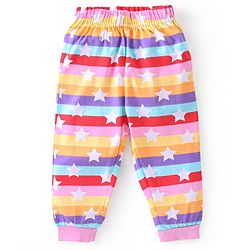 Babyhug Cotton Knit Full Sleeves Striped Night Suit Stars Print - Multicolour