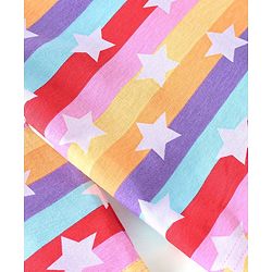 Babyhug Cotton Knit Full Sleeves Striped Night Suit Stars Print - Multicolour