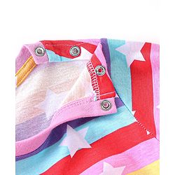 Babyhug Cotton Knit Full Sleeves Striped Night Suit Stars Print - Multicolour