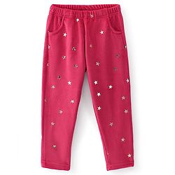 Babyhug Full Length Fleece & Woollen Pant Stars Printed - Fuchsia