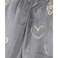 Babyhug Full Length Fleece And Woollen Pant Heart Print - Grey