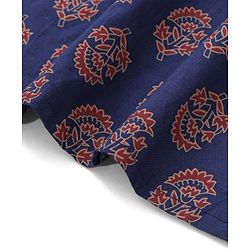 Babyhug 100% Cotton Full Sleeves Kurta & Dhoti Set With Floral Print - Blue & Red