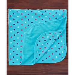 Babyhug Double Ply Terry Knit Towel L 76.2 X 76.2 cm Polka Dot Print - Blue