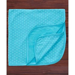 Babyhug Double Ply Terry Knit Towel L 76.2 X 76.2 cm Polka Dot Print - Blue